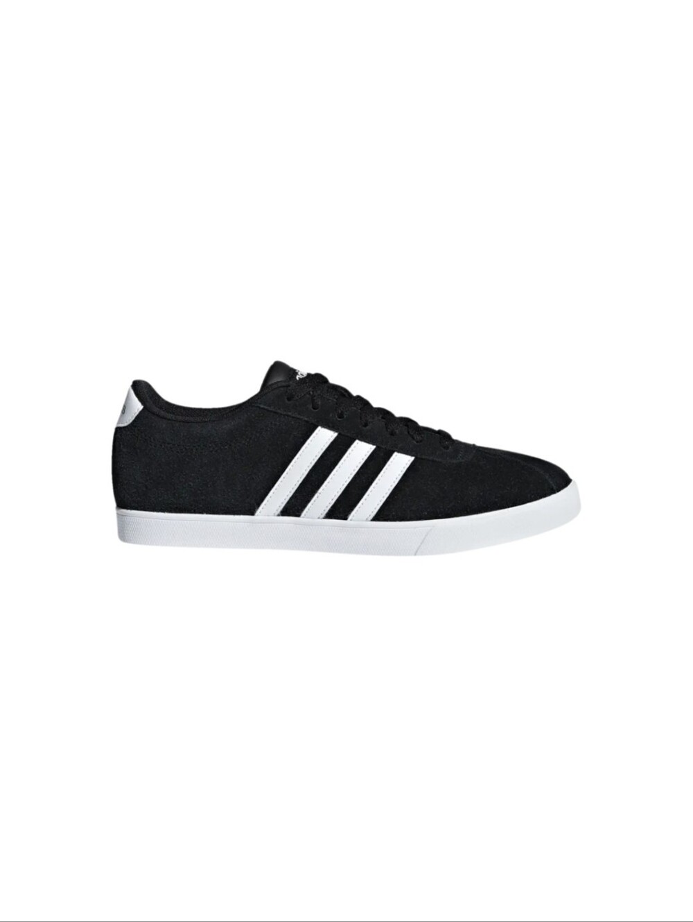 NWT adidas Womens Courtset Black Suede  Sneakers with White Stripes Size 9.5
